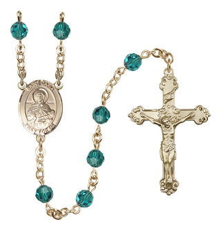 14 Karat Gold 6mm Austrian Crystal Saint Daria Rosary in Zircon