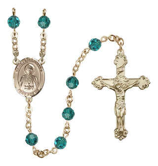 14 Karat Gold 6mm Austrian Crystal Saint Peter Chanel Rosary in Zircon