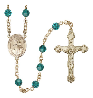 14 Karat Gold 6mm Austrian Crystal Saint Jeanne Jugan Rosary in Zircon