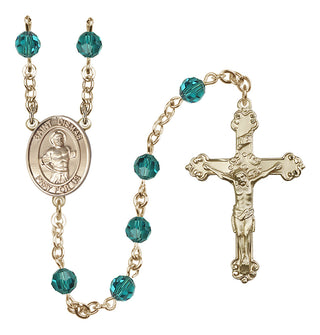 14 Karat Gold 6mm Austrian Crystal Saint Dismas Rosary in Zircon