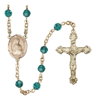14 Karat Gold 6mm Austrian Crystal Saint Winifred of Wales Rosary in Zircon