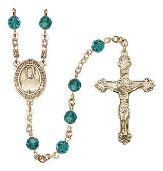 14 Karat Gold 6mm Austrian Crystal Blessed Emilie Tavernier Gamelin Rosary in Zircon
