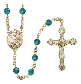 14 Karat Gold 6mm Austrian Crystal Saint Norbert of Xanten Rosary in Zircon