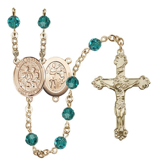 14 Karat Gold 6mm Austrian Crystal Saint Sebastian / Choir Rosary in Zircon