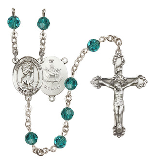 Sterling Silver 6mm Saint Christopher / Army Rosary