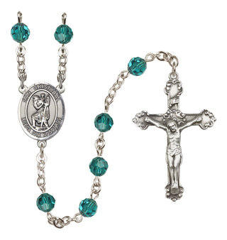 Sterling Silver 6mm Austrian Crystal San Cristobal Rosary in Zircon