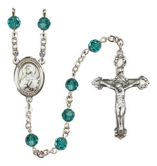 Sterling Silver 6mm Austrian Crystal Saint Dorothy Rosary in Zircon