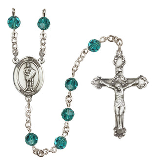 Sterling Silver 6mm Austrian Crystal Saint Florian Rosary in Zircon