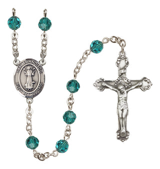 Sterling Silver 6mm Austrian Crystal San Francis Rosary in Zircon