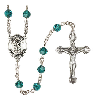 Sterling Silver 6mm Austrian Crystal San Miguel Arcangel Rosary in Zircon