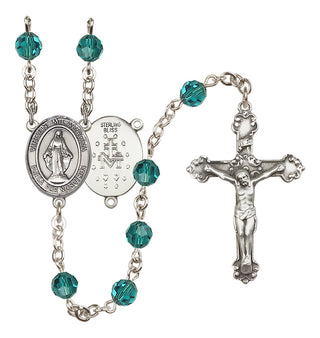 Sterling Silver 6mm Austrian Crystal Virgen Milagrosa Rosary in Zircon