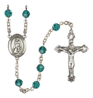 Sterling Silver 6mm Austrian Crystal Saint Peregrine Laziosi Rosary in Zircon