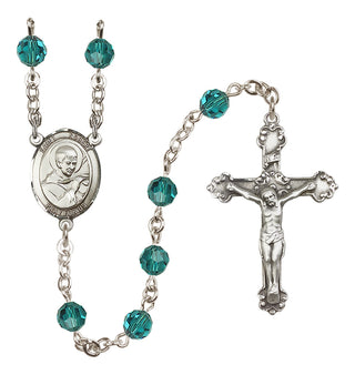 Sterling Silver 6mm Austrian Crystal Saint Robert Bellarmine Rosary in Zircon