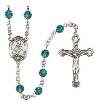 Sterling Silver 6mm Austrian Crystal Saint Timothy Rosary in Zircon