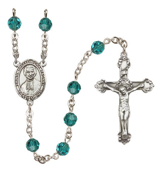 Sterling Silver 6mm Austrian Crystal Saint Marcellin Champagnat Rosary in Zircon