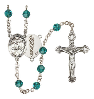 Sterling Silver 6mm Austrian Crystal Saints Cosmas & Damian / Doctors Rosary in Zircon