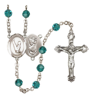 Sterling Silver 6mm Saint Christopher/Gymnastics  Engraved Catholic Rosaries