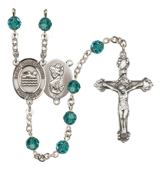 Sterling Silver 6mm Saint Christopher/Swimming Rosary