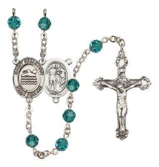Sterling Silver 6mm Saint Sebastian/Swimming Rosary