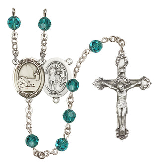 Sterling Silver 6mm Austrian Crystal Saint Sebastian / Fishing Rosary in Zircon