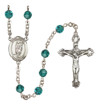 Sterling Silver 6mm Austrian Crystal Saint Victor of Marseilles Rosary in Zircon