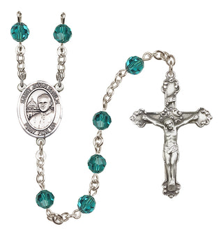 Sterling Silver 6mm Austrian Crystal Saint John Paul II Rosary in Zircon