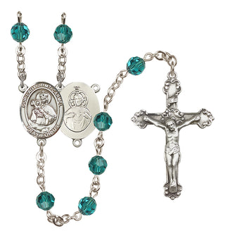 Sterling Silver 6mm Austrian Crystal Our Lady of Mount Carmel Rosary in Zircon