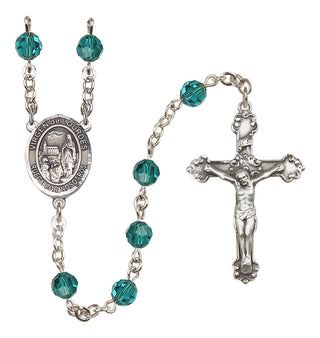 Sterling Silver 6mm Austrian Crystal Virgen del Lourdes Rosary in Zircon