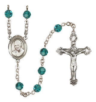 Sterling Silver 6mm Austrian Crystal Saint Luigi Orione Rosary in Zircon