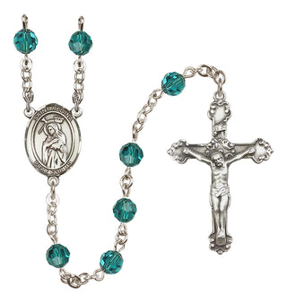 Sterling Silver 6mm Austrian Crystal Saint Regina Rosary in Zircon