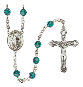 Sterling Silver 6mm Austrian Crystal Saint Clement Rosary in Zircon