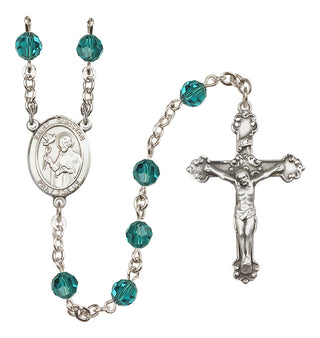 Sterling Silver 6mm Austrian Crystal Saint Dunstan Rosary in Zircon