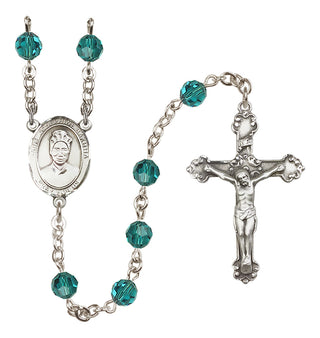 Sterling Silver 6mm Austrian Crystal Saint Josephine Bakhita Rosary in Zircon