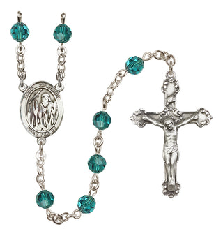 Sterling Silver 6mm Austrian Crystal Saint Polycarp of Smyrna Rosary in Zircon