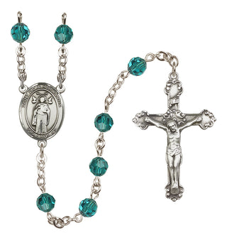 Sterling Silver 6mm Austrian Crystal Saint Ivo of Kelmartin Rosary in Zircon