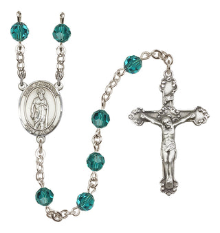 Sterling Silver 6mm Austrian Crystal Saint Nathanael Rosary in Zircon