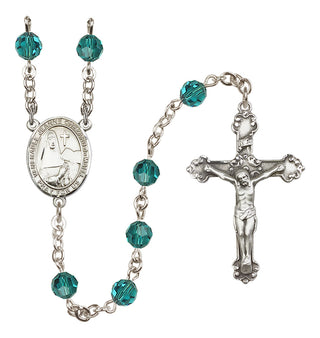 Sterling Silver 6mm Austrian Crystal Saint Jeanne Chezard de Matel Rosary in Zircon