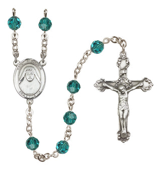 Sterling Silver 6mm Austrian Crystal Saint Alphonsa of India Rosary in Zircon