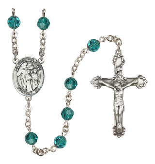 Sterling Silver 6mm Austrian Crystal Guardian Angel w/Children Rosary in Zircon
