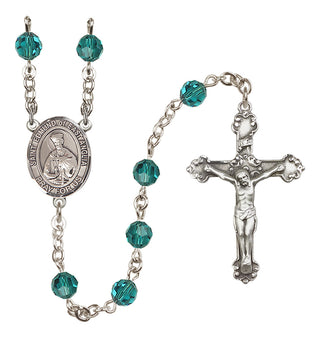Sterling Silver 6mm Austrian Crystal Saint Edmund of East Anglia Rosary in Zircon