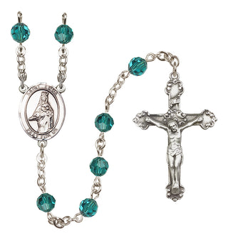 Sterling Silver 6mm Austrian Crystal Saint Emma Uffing Rosary in Zircon
