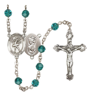 Sterling Silver 6mm Austrian Crystal Saint Christopher/Dance Rosary in Zircon
