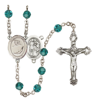 Sterling Silver 6mm Austrian Crystal Saint Sebastian/Gymnastics Rosary in Zircon