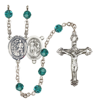 Sterling Silver 6mm Austrian Crystal Saint Sebastian/Karate Rosary in Zircon