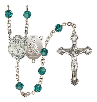 Sterling Silver 6mm Austrian Crystal Guardian Angel/Dance Rosary in Zircon