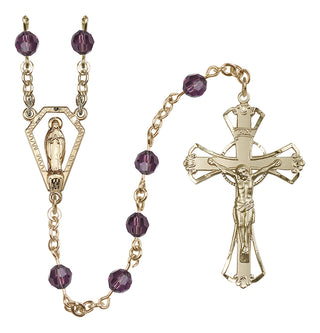 14 Karat Gold-Filled 6mm Austrian Crystal Miraculous Rosary in Amethyst