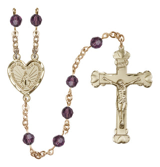 14 Karat Gold-Filled 6mm Austrian Crystal Miraculous Rosary in Amethyst