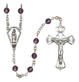 Sterling Silver 6mm Austrian Crystal Miraculous Rosary in Amethyst