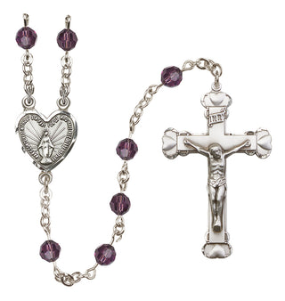 Sterling Silver 6mm Austrian Crystal Miraculous Rosary in Amethyst