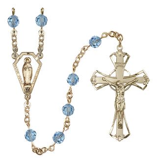 14 Karat Gold-Filled 6mm Austrian Crystal Miraculous Rosary in Aqua